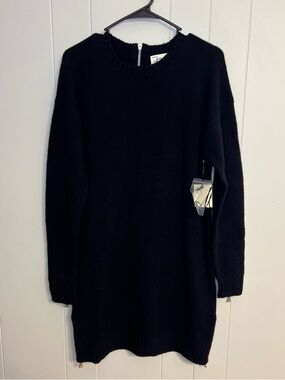 Milly of New York wool-blend Black sweater mini dress Size L NWT